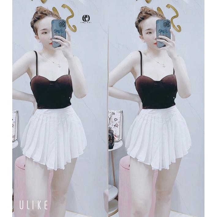 Áo Croptop,chân váy xòe ngắn,set EDNA OOTD