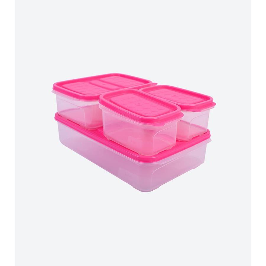Combo 4  hộp nhựa đựng thực phẩm Hàn Quốc - Set 03 - Màu Hồng
