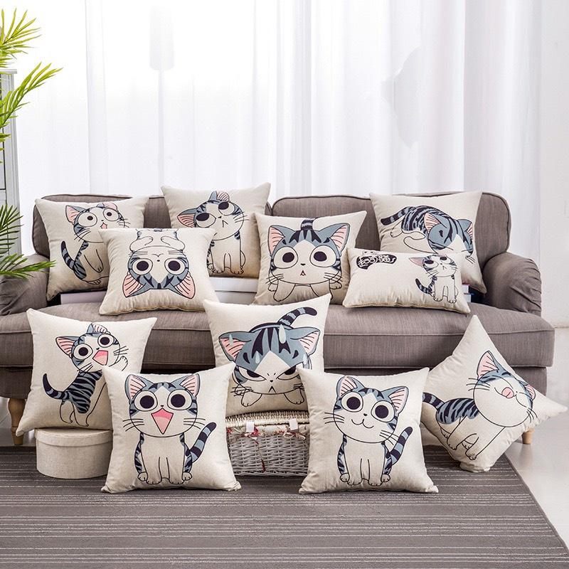 Vỏ Gối Vuông, Vỏ Gối Tựa lưng sofa (1 CÁI) decor trang trí ngày lễ tết, giáng sinh vải bố họa tiết rất xinh.