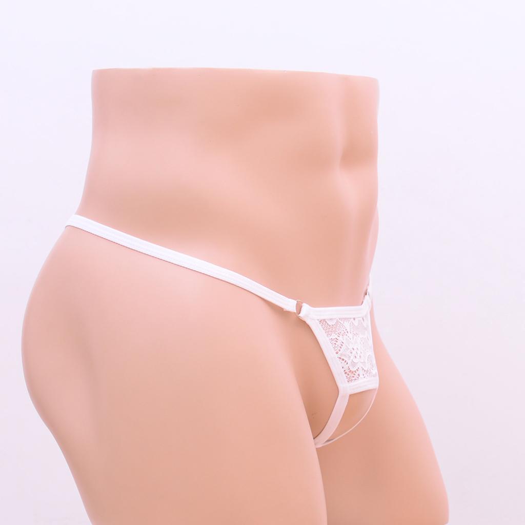 2-6pack Men's Open Front Breathable G-String Underwear Pouch Brief Thong White