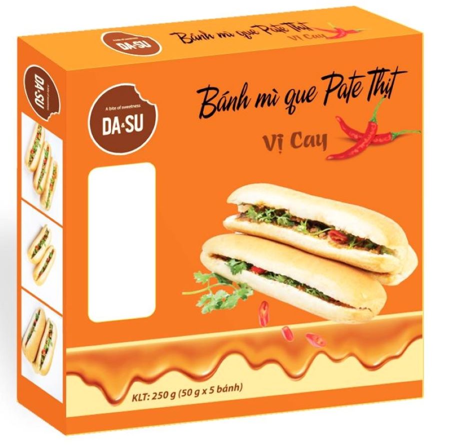 Bánh mì que Pate Thịt - Vị Cay Da&su đông lạnh hộp 250g - 5 cái