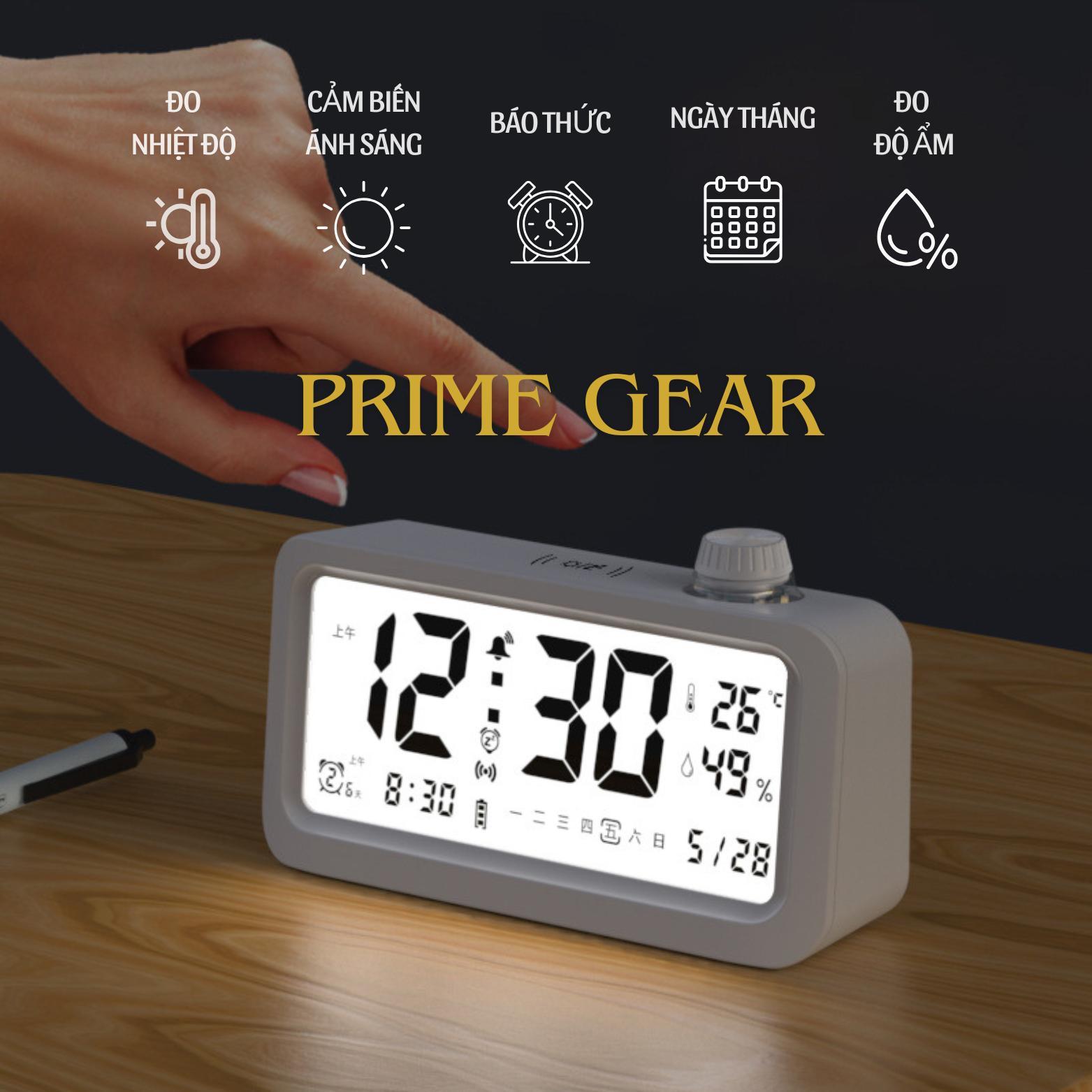 [ Tặng kèm pin ] Đồng hồ Báo thức Thông minh decor ánh sáng Đèn ngủ - Tích hợp Nhiệt kế ,Độ ẩm kế Đa năng