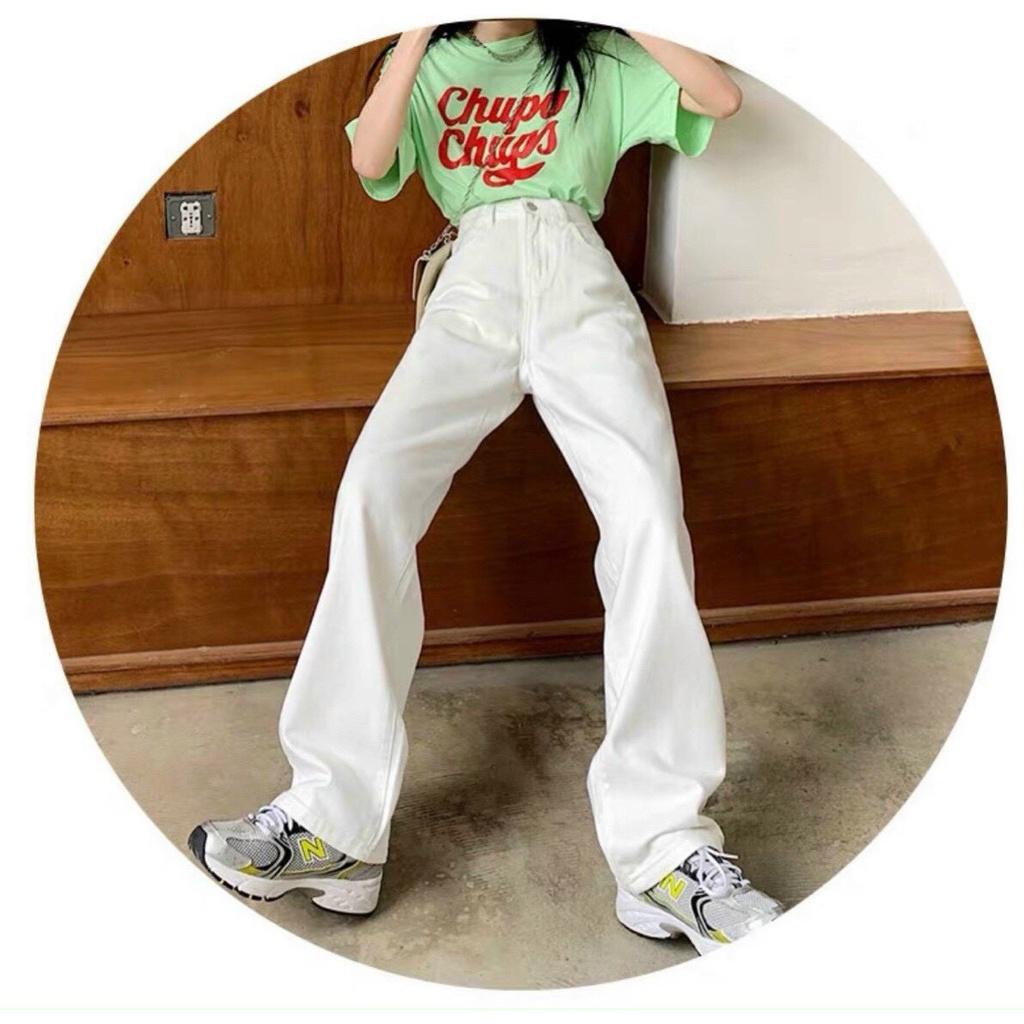 Quần Jeans Ống Suông Rộng Nữ cạp cao siêu tôn dáng Kanimi - QJ03