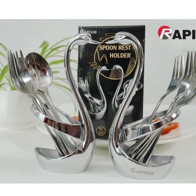 Giá Thìa Nĩa Hình THIÊN NGA Xinh Xắn Kèm 6 Thìa Dĩa - Chất Liệu INOX 304 Bền Đẹp Sang Trọng