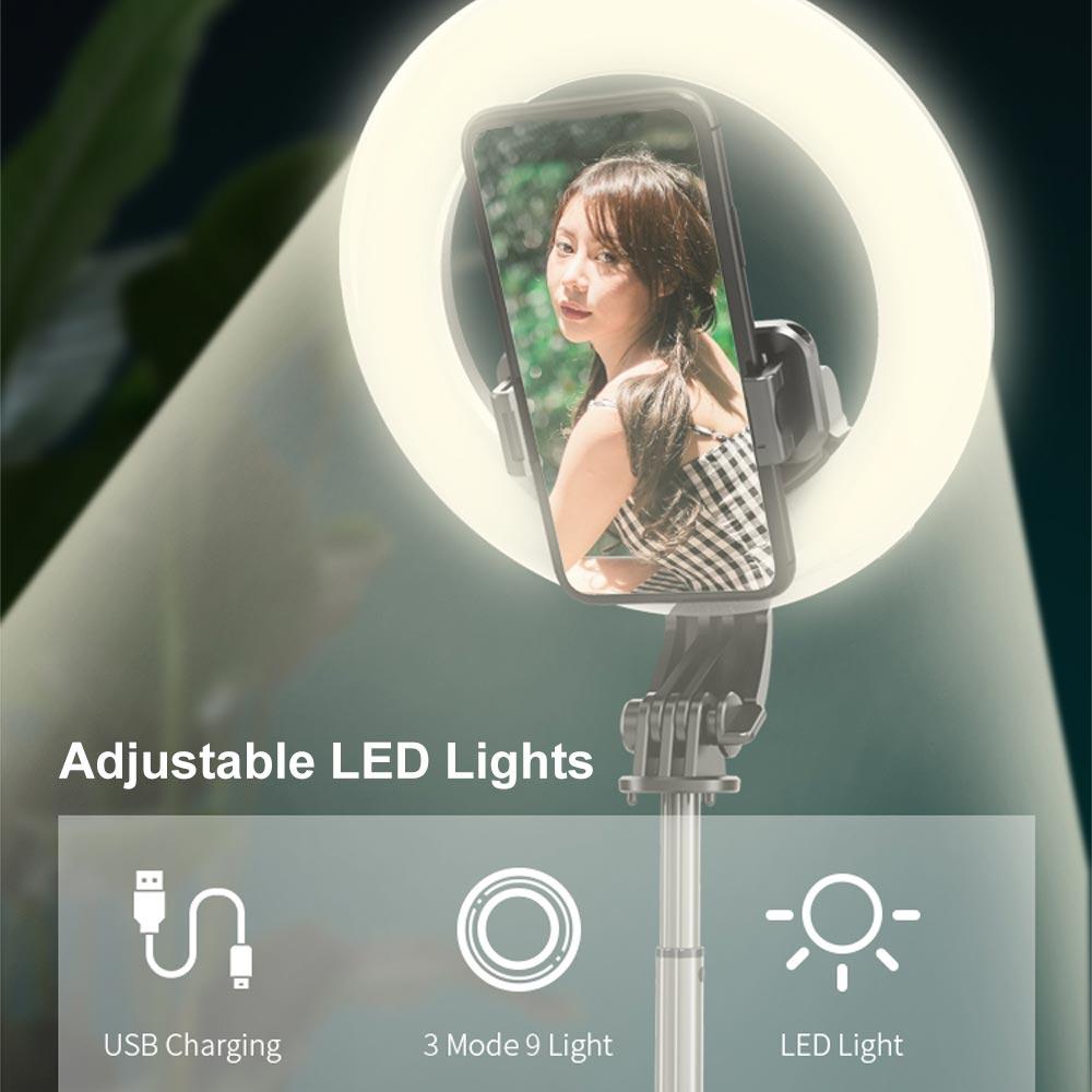 Gậy chụp ảnh tự sướng không dây Bluetooth L07 Chân máy chụp từ xa hoặc cầm tay có thể gập lại với đèn LED vòng 5 inch để phát trực tiếp