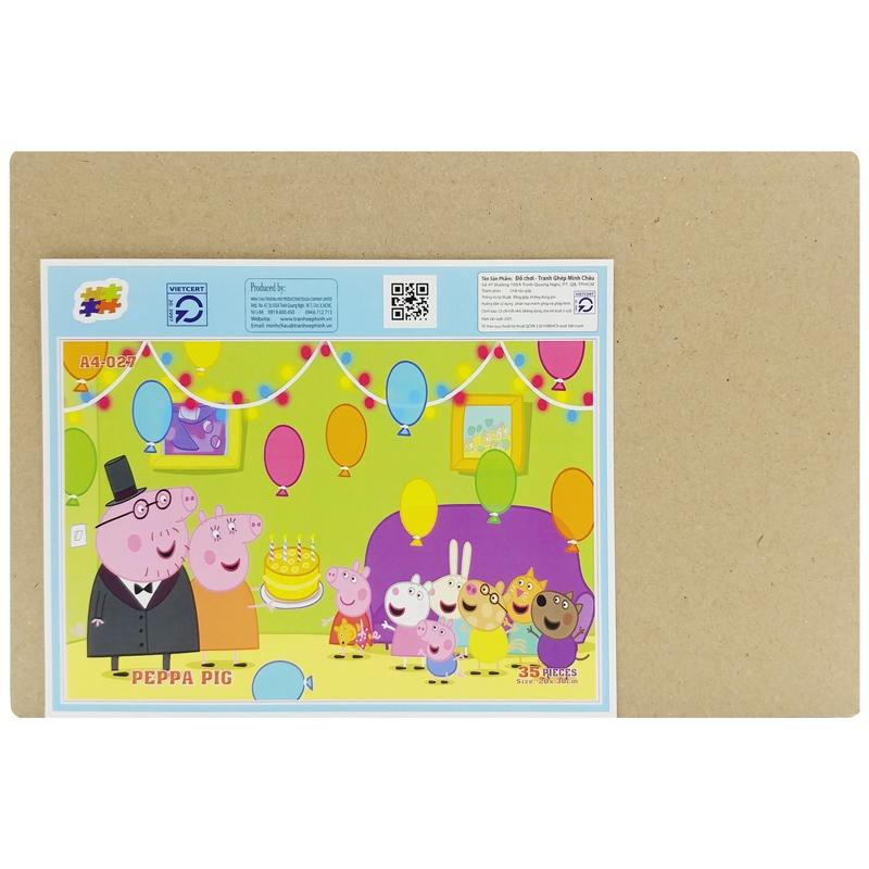 Bộ Xếp Hình Khổ A4 Puzzle Minh Châu 35-027 - Peppa Pig (35 Mảnh Ghép)