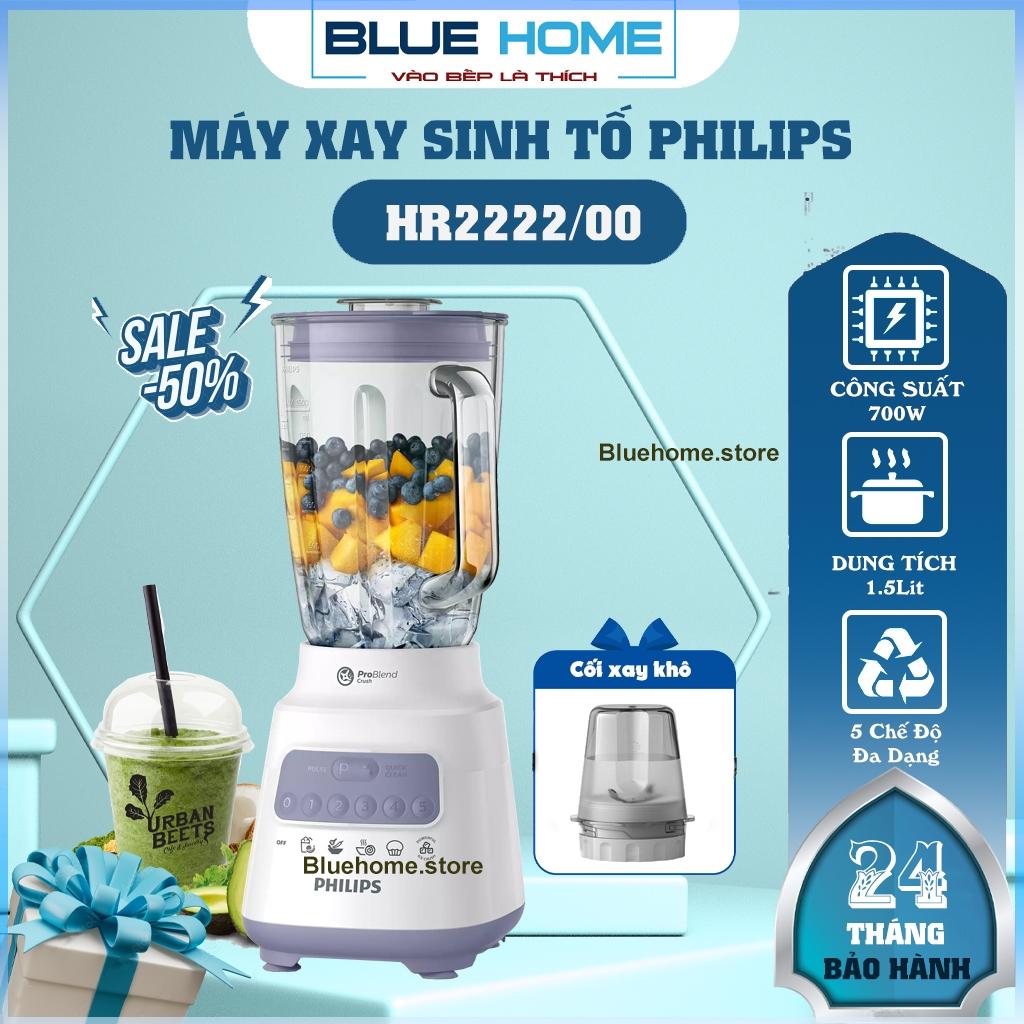 Máy Xay Sinh Tố Philips Hr2222/00, Cối Thủy Tinh 1.5Lit - 700w, Hàng Chính Hãng