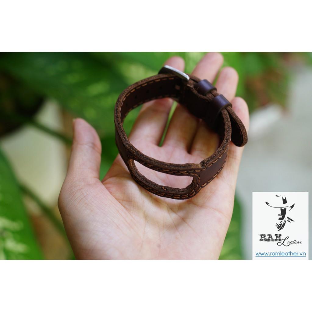 DÂY MIBAND 4 / MIBAND 3 / MIBAND 5 DA BÒ NÂU MẬN TRƠN - DA BÒ THẬT-CHÍNH HÃNG RAM LEATHER