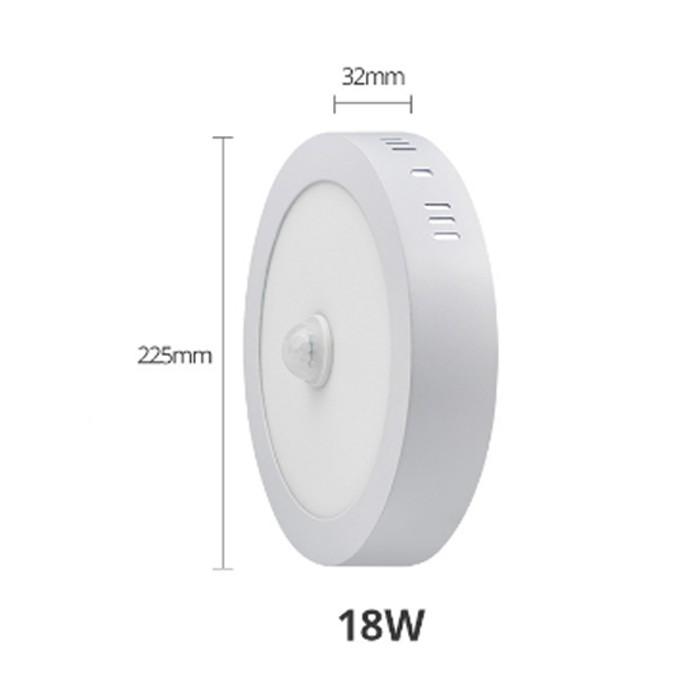 Đèn Led Ốp Trần Cảm Biến Hồng Ngoại Cơ Thể Người 18W DT18