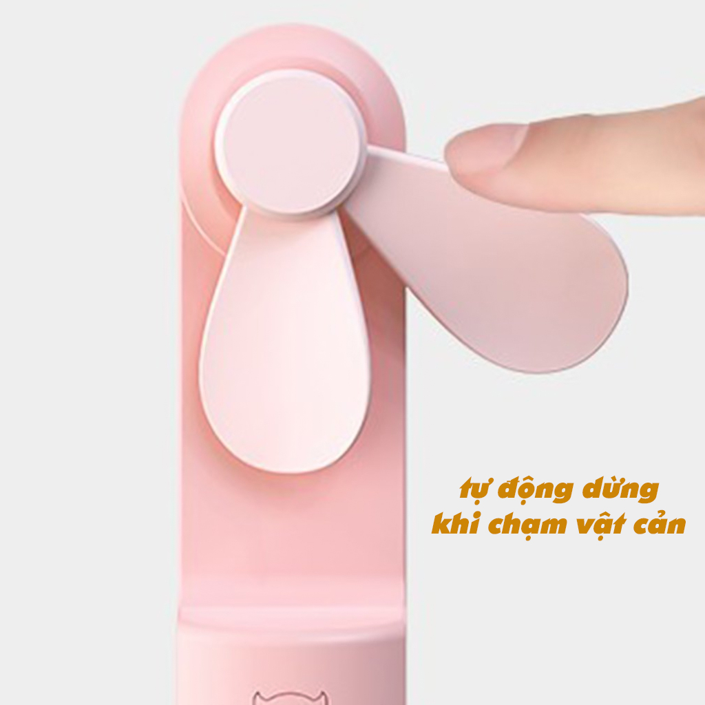 Quạt Cầm Tay Mini Đa Năng Kiêm Sạc Dự Phòng Tiện Dụng, Không Gây Ồn, Có Thể Gấp Gọn, Dung Lượng Pin 1500mAh, 2 Mức Làm Mát