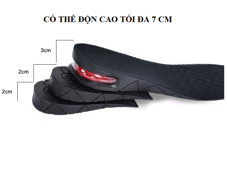 Miếng lót đế giày nguyên bàn cao từ 3cm – 7cm, có thể điều chỉnh theo size chân, có đệm khí siêu êm ái GD451-TCC-G