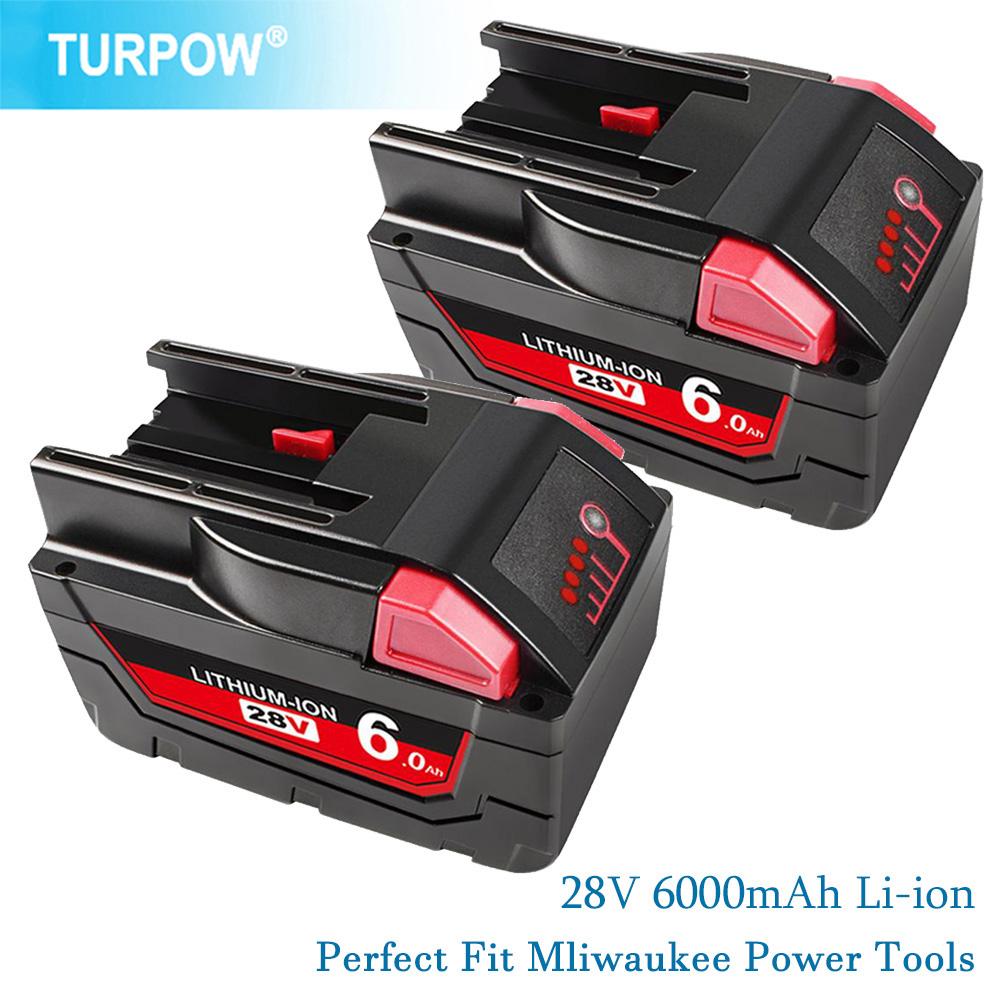 28V 6000MAh Pin Lithium Cho Milwaukee V28 Pin Cho Milwaukee 28V 28 48-11-2830 0730-20 49-24-0187 Dụng Cụ Sạc Màu Sắc: 2 Cái