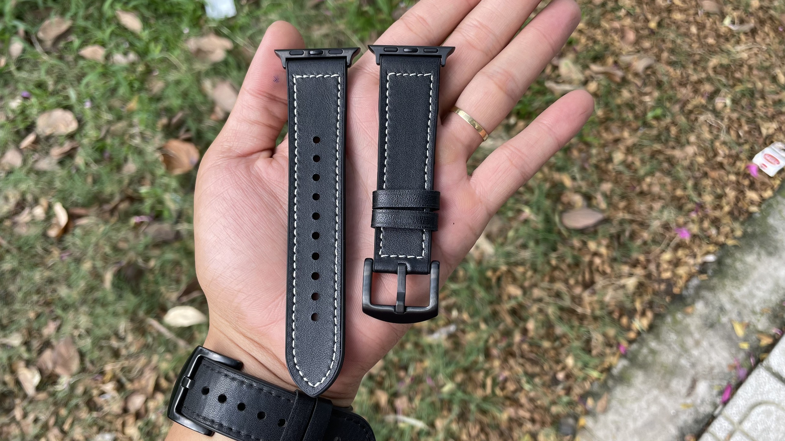 Dây da sáp dầu Vintage cao cấp dành cho Apple watch  40mm/44mm/38mm/42mm kèm hộp gỗ cho Apple watch Series 7 6 SE 5 4 3 2 41mm 45mm