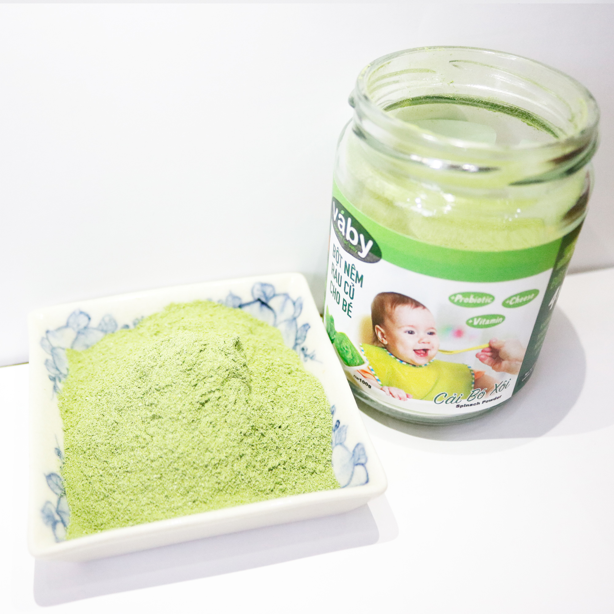 Bột nêm Rau Cải Bó Xôi & Phô Mai VÁBY 9-NGHĨA 100g | Dành cho bé ăn dặm từ 6 tháng
