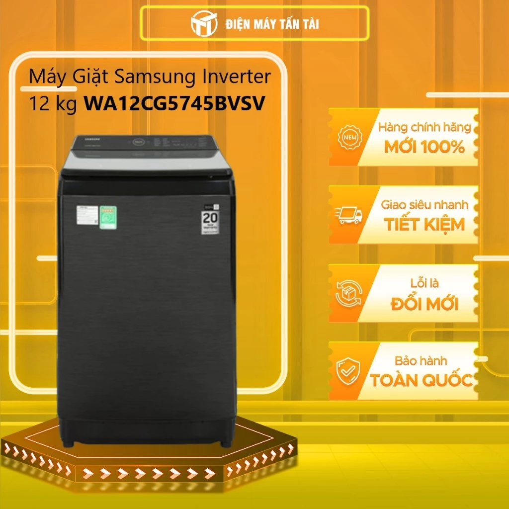 WA12CG5745BV/SV - Máy giặt Samsung inverter 12.0 kg WA12CG5745BV/SV - Hàng chính hãng (chỉ giao HCM)