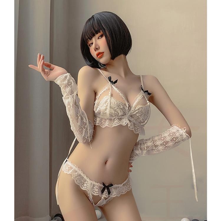 Đồ lót sexy cô dâu ren gợi cảm set nội y nữ phối hoa cosplay bad girl đen trắng dễ thương BIKI HOUSE T314 - Hỏa Tốc