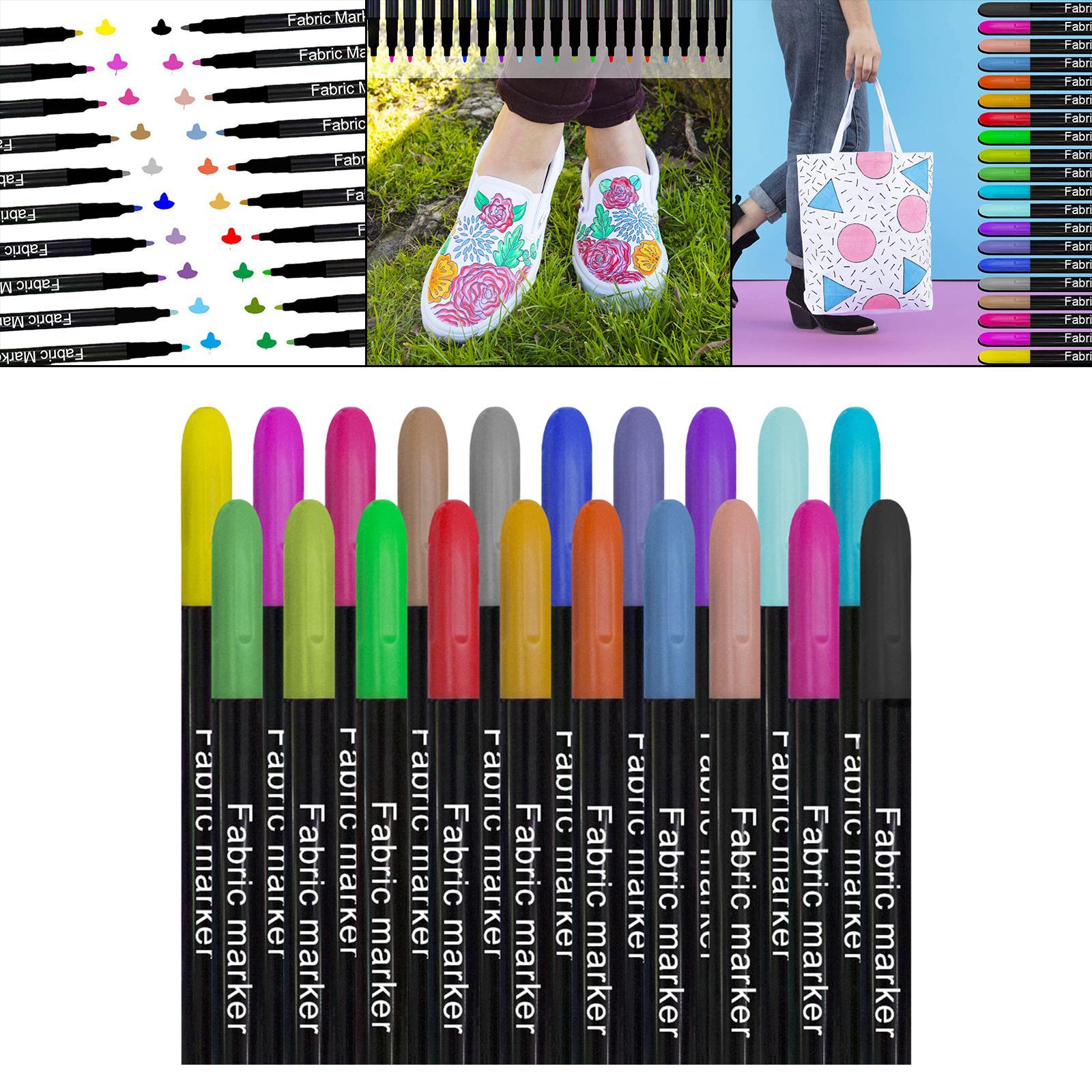 20 Color Fabric Markers Pens Fabric Pens for Handbags Clothes Sewing Accessories