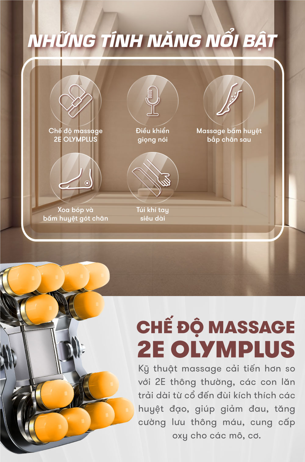 Ghế Massage ELIP D5 New - Công nghệ 2E Olymplus, 12 Bài Massage Tự Động, Day Ấn Huyệt Bàn Chân