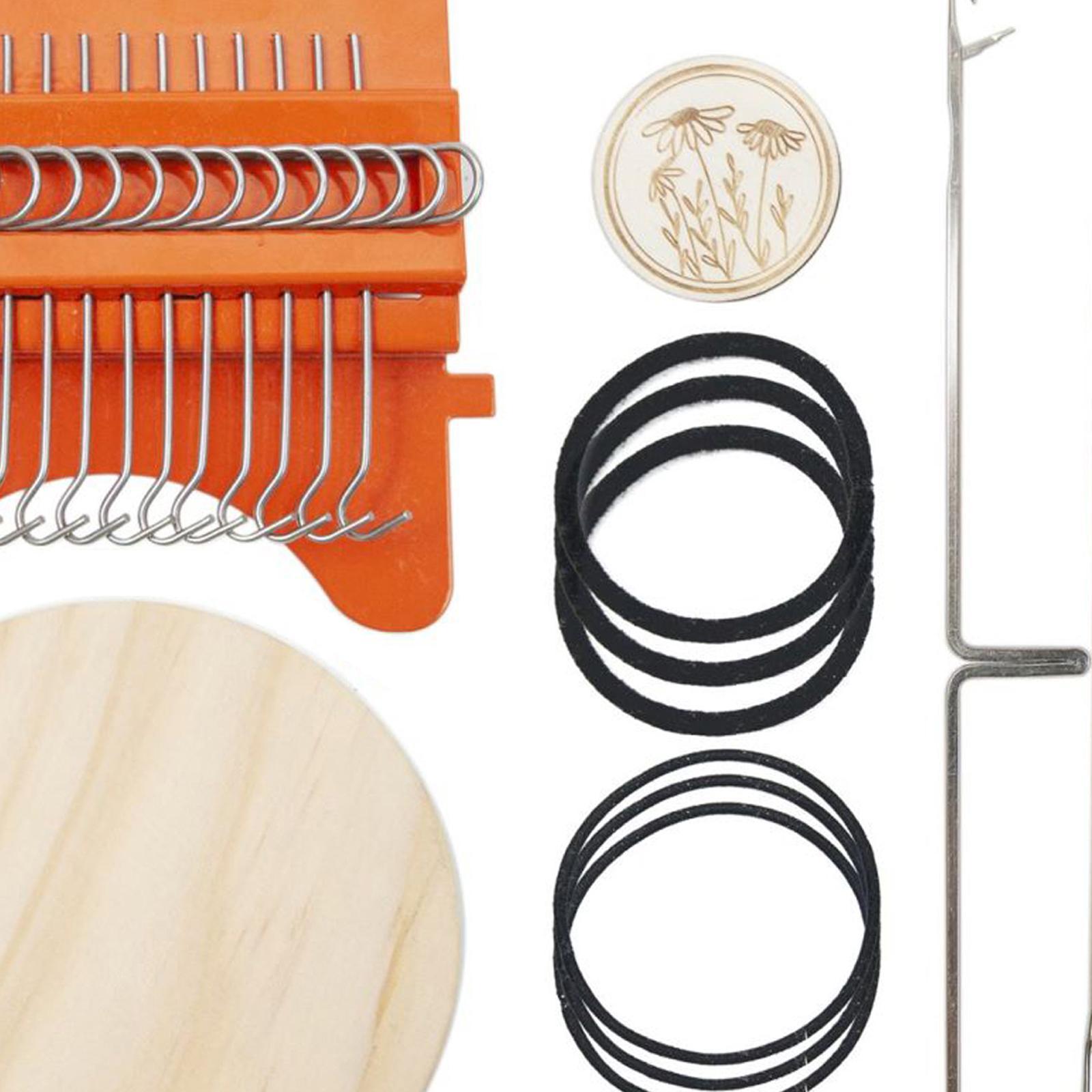 Darning Knitting 12Hooks Portable Mini Durable with Wooden Disc Weave Tool for Beginners