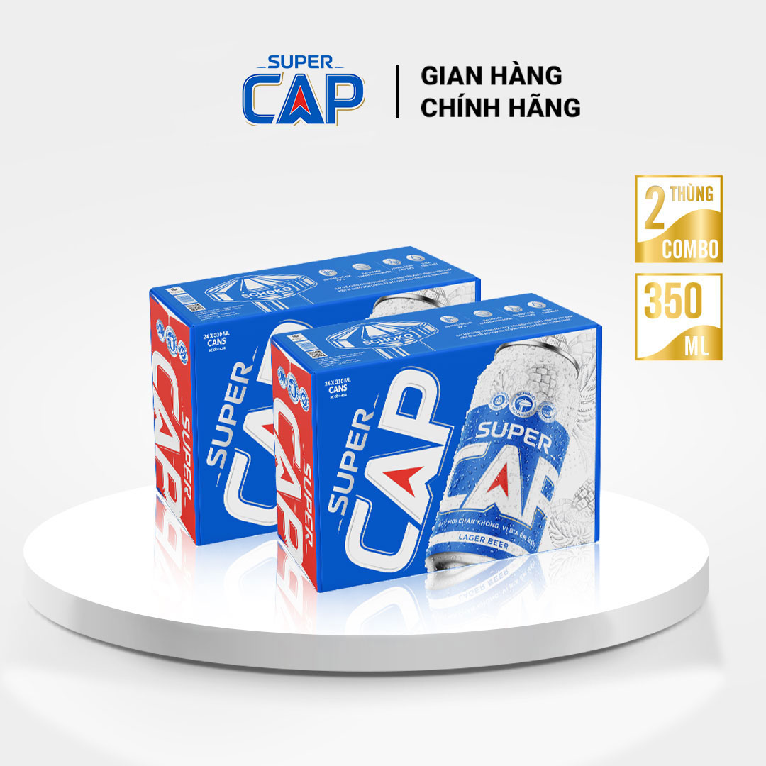 Bia lon SUPER CAP - combo 2 thùng (24 lon 330ml)