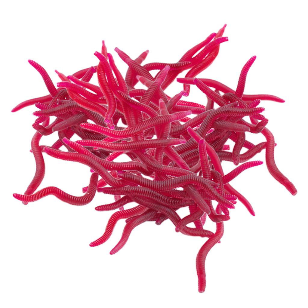 100pcs/pack Earthworm Fishing Bait Red Worm Fishing Lures