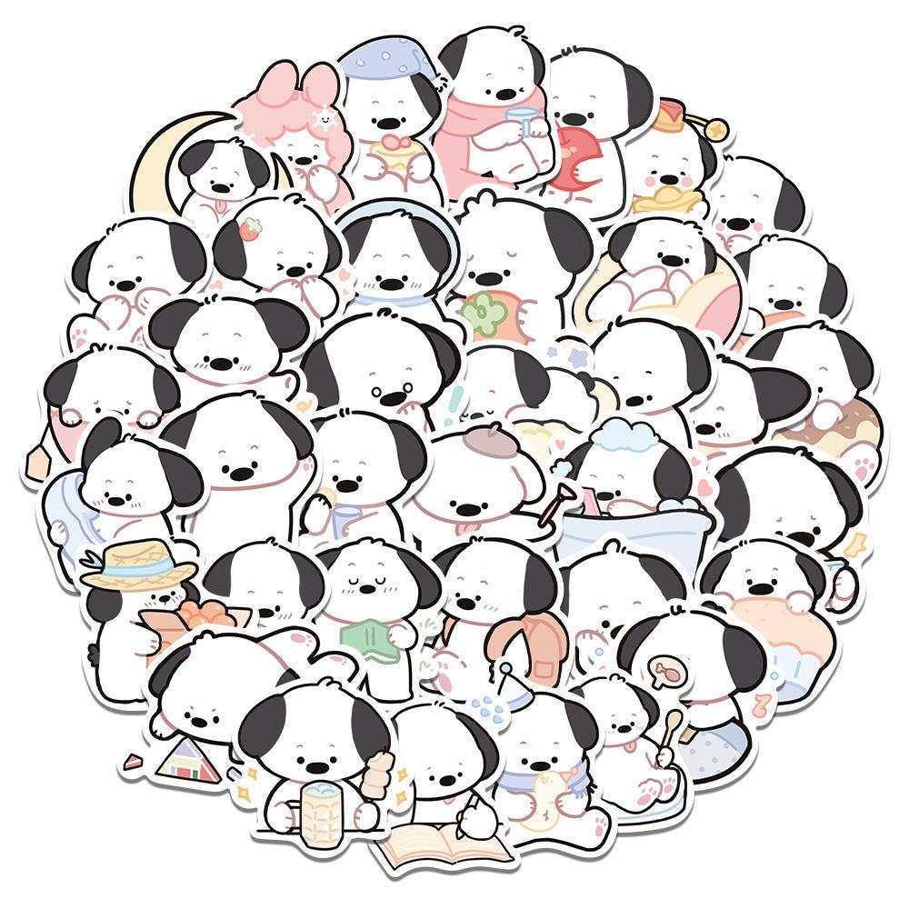 Sticker chú chó trắng hoạt hình cute trang trí mũ bảo hiểm, guitar, ukulele, điện thoại, sổ tay, laptop-mẫu S58