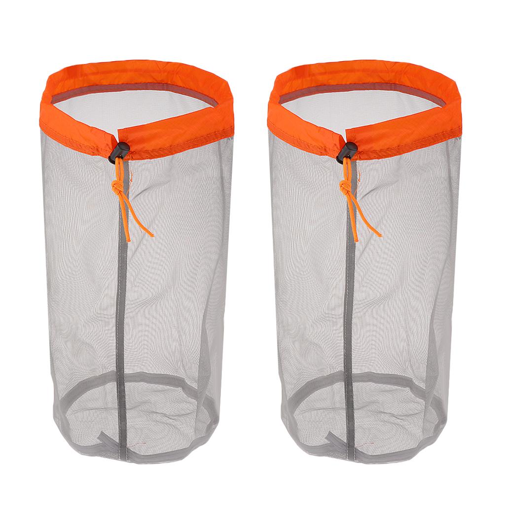 4pcs Ultra-light Drawstring Mesh Stuff Sack Storage Bag for Travel Camping Beach Boating M + S