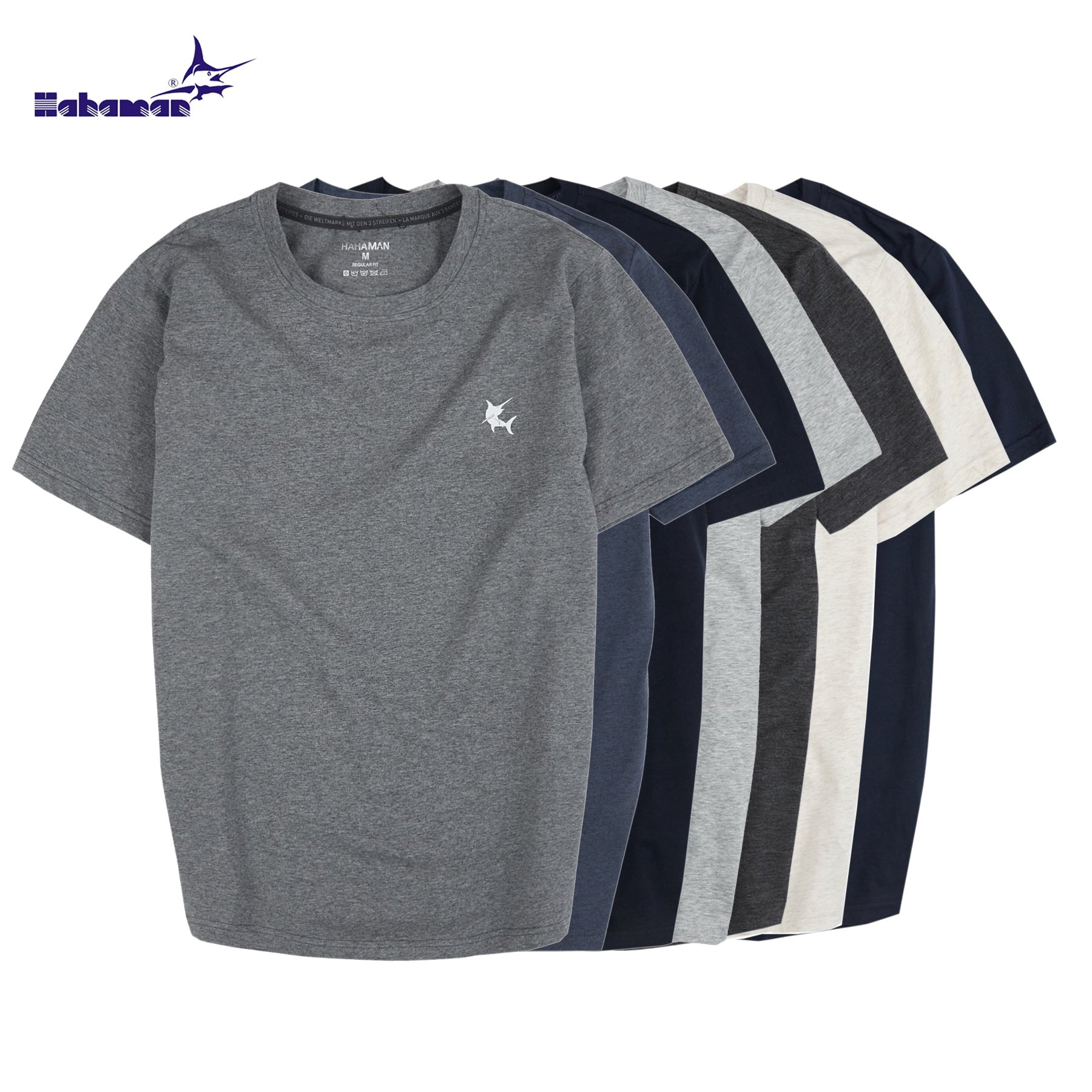 Áo thun nam cổ tròn HAHAMAN vải Cotton co giãn,dày dặn, thoáng mát cao cấp CT2702