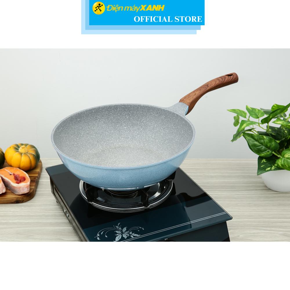 Chảo nhôm sâu chống dính vân đá đáy từ 30 cm Green Cook GCP22-30IH