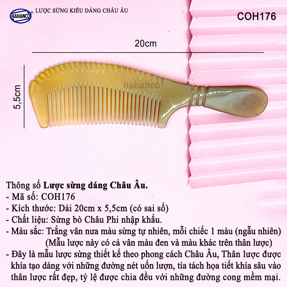 Lược sừng xuất nhật (Size:XL - 20cm) COH176 - Lược kiểu dáng đẹp / cao cấp - Chăm sóc tóc