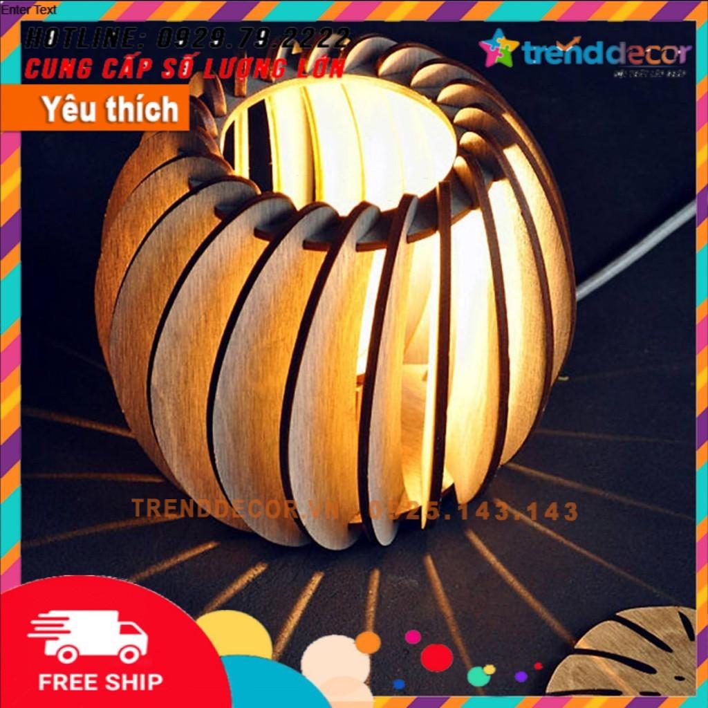 Đèn gỗ để bàn tròn xoắn ốc sáng tạo đẹp trang trí nhà và quán cafe Trenddecor