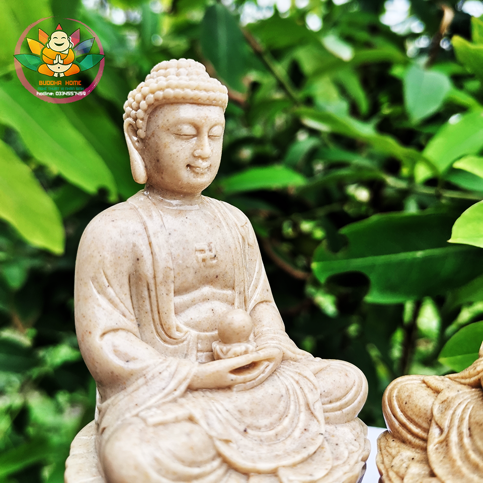 Tượng Phật A Di Đà đá sỏi cao 11cm trang trí hồ cá, thuỷ sinh, tiểu cảnh, bán cạn, terrarium