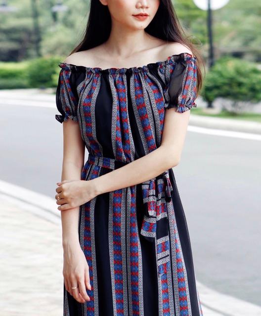 Đầm maxi bẹt vai - hàng thiết kế cao cấp