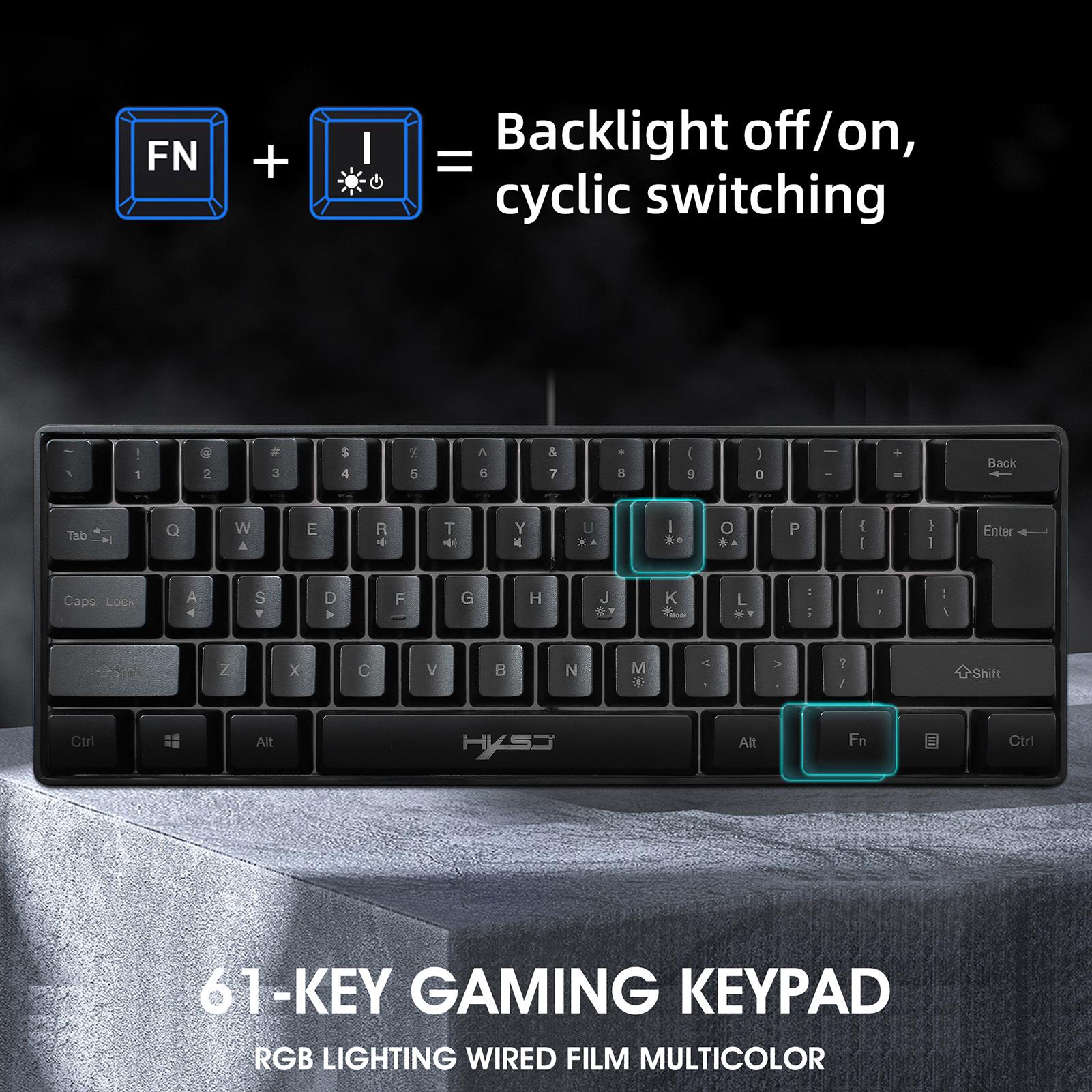 HXSJ V700 Wired Gaming Keyboard RGB Streamer Wired Keyboard 61-key Gaming Keyboard