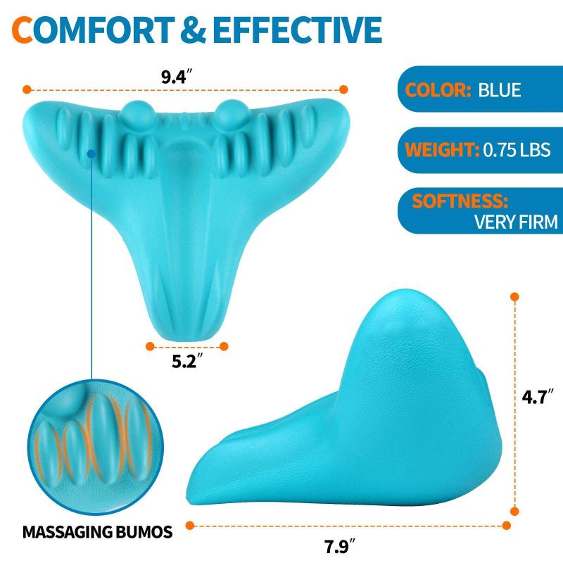 Gối Kê Cột Sống Cổ Massage Thư Giản, Có Vân Bấm Huyệt Lưu Thông Máu, Giảm Tê Nhức, Cải Thiện Giấc Ngủ