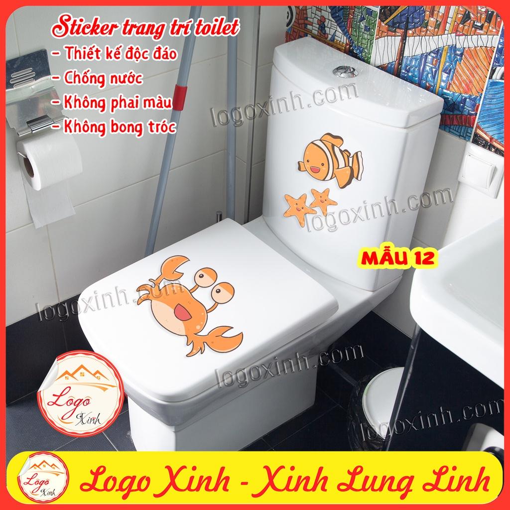 Combo 2 Tấm Dán Trang Trí Toilet Siêu Cute, Chất Liệu Decal Không Thấm Nước, Tem Trang Trí Nhà Vệ Sinh WC