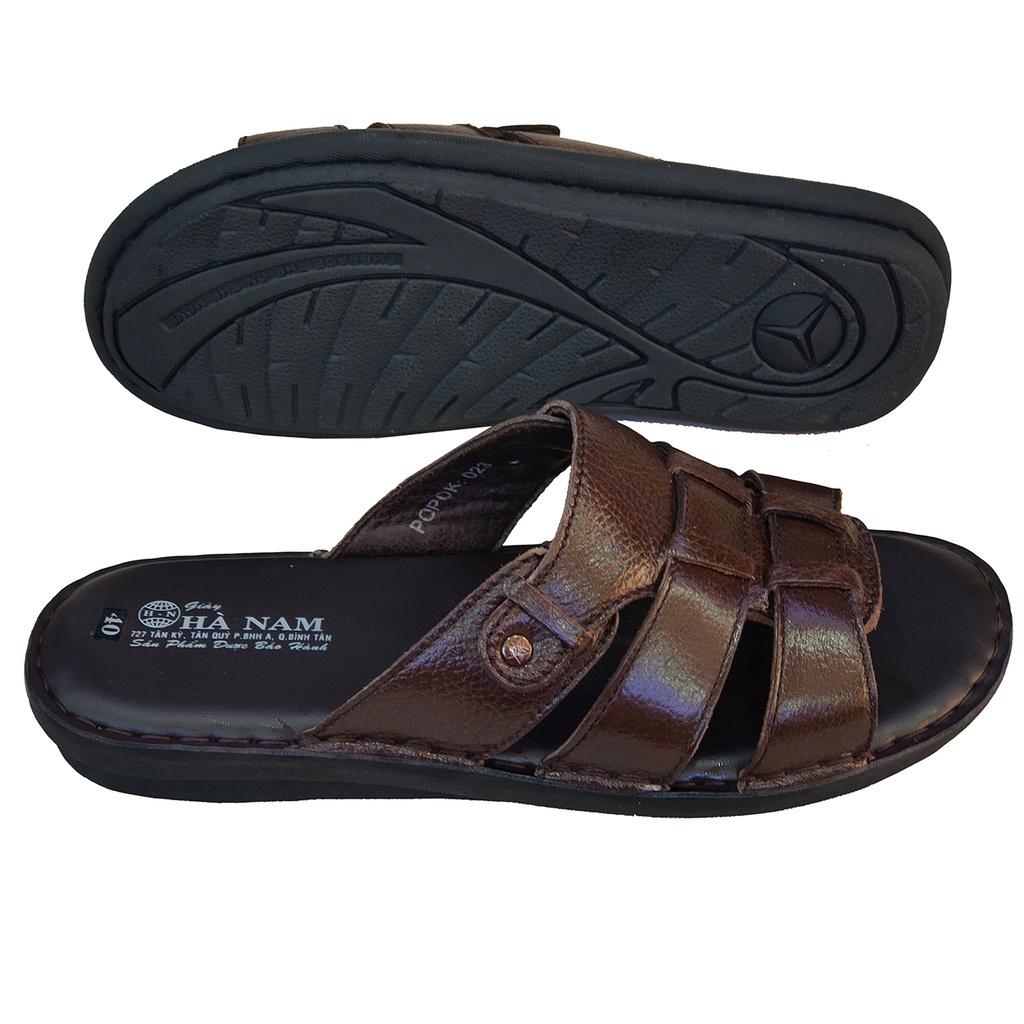 Dép Nam Quai Ngang Da Bò Thật TiTi ĐÔ Cao Cấp DNA2118d