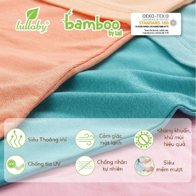 Bộ cộc tay sợi tre Lullaby NH621P, áo bổ nẹp, quần đùi bé trai, bé gái siêu mát và mềm mịn