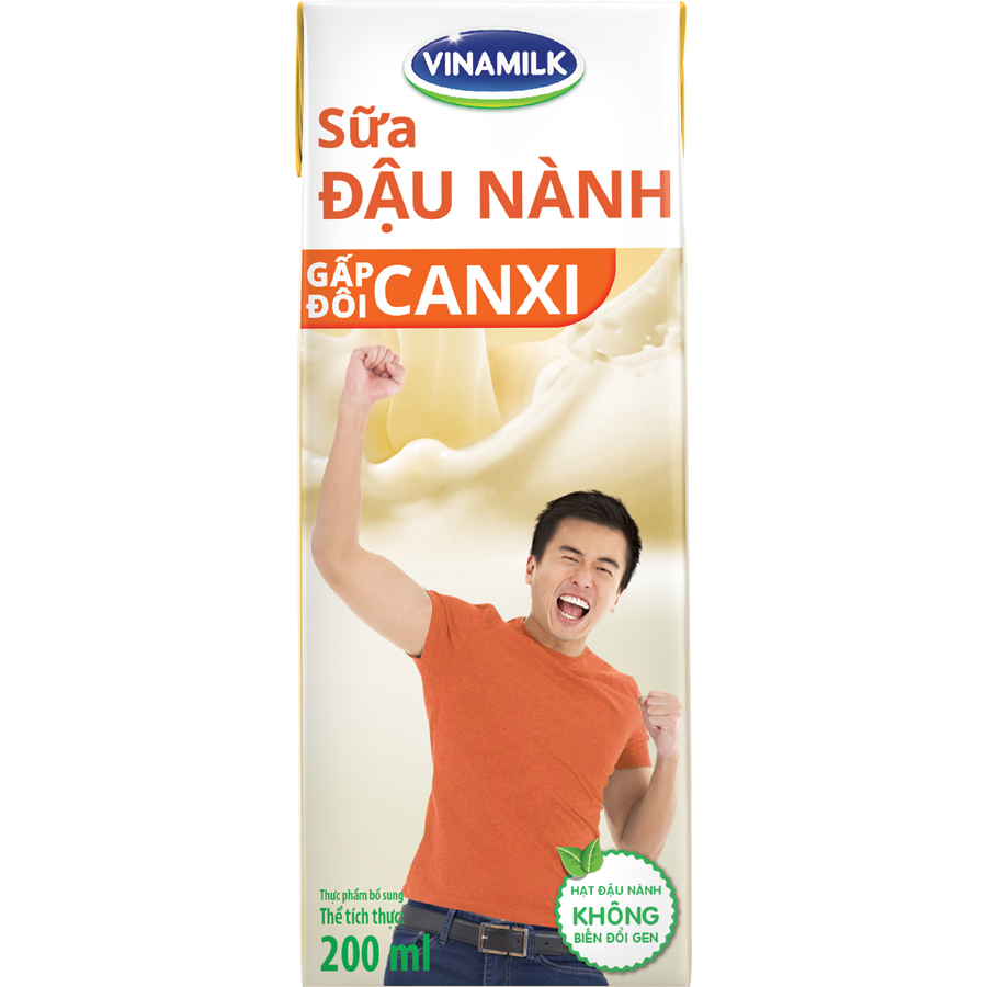 Thùng 48 Hộp Sữa Đậu Nành Vinamilk Gấp Đôi Canxi Có Đường (200ml)