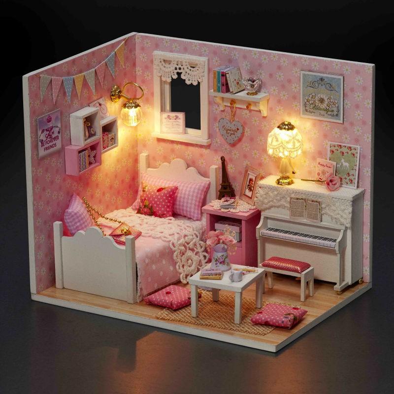 Đồ Chơi Mô Hình Nhà Gỗ Cute Room No H001 ( Tặng Kèm Mica + Keo)