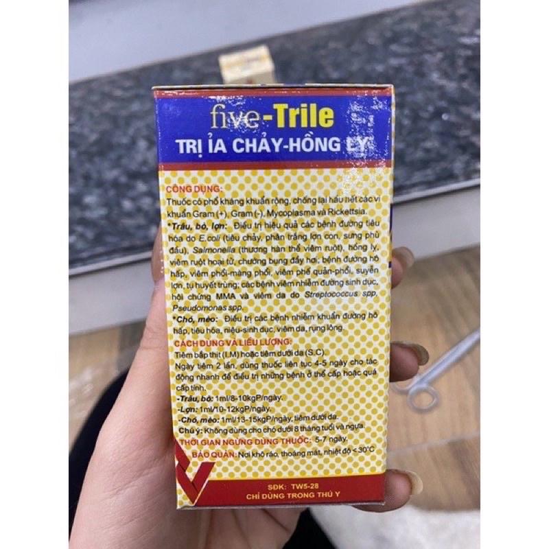 [ THÚ Y ] 1 lọ FIVE-TRILE 100ml Đặc trị tiêu chảy nặng, đầy bụng, chướng hơi, hồng lỵ, tụ huyết trùng dùng cho trâu bò lợn gà chó mèo