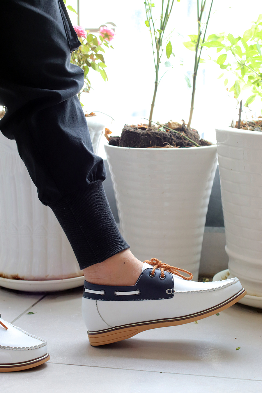 Giày Cao Nam T&TRA Tăng Cao 5Cm-T03 Trắng- Chất Liệu Da Bò Cao Cấp, Đế Cao Su Đúc, Phần Tăng Cao Ẩn Bên Trong