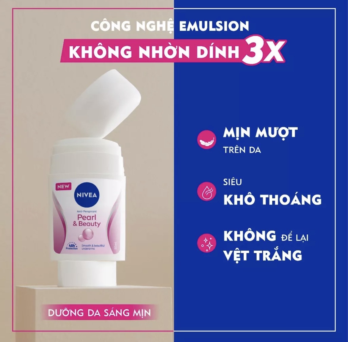 Bộ 2 Sáp Ngăn Mùi NIVEA Pearl & Beauty Ngọc Trai Quyến Rũ