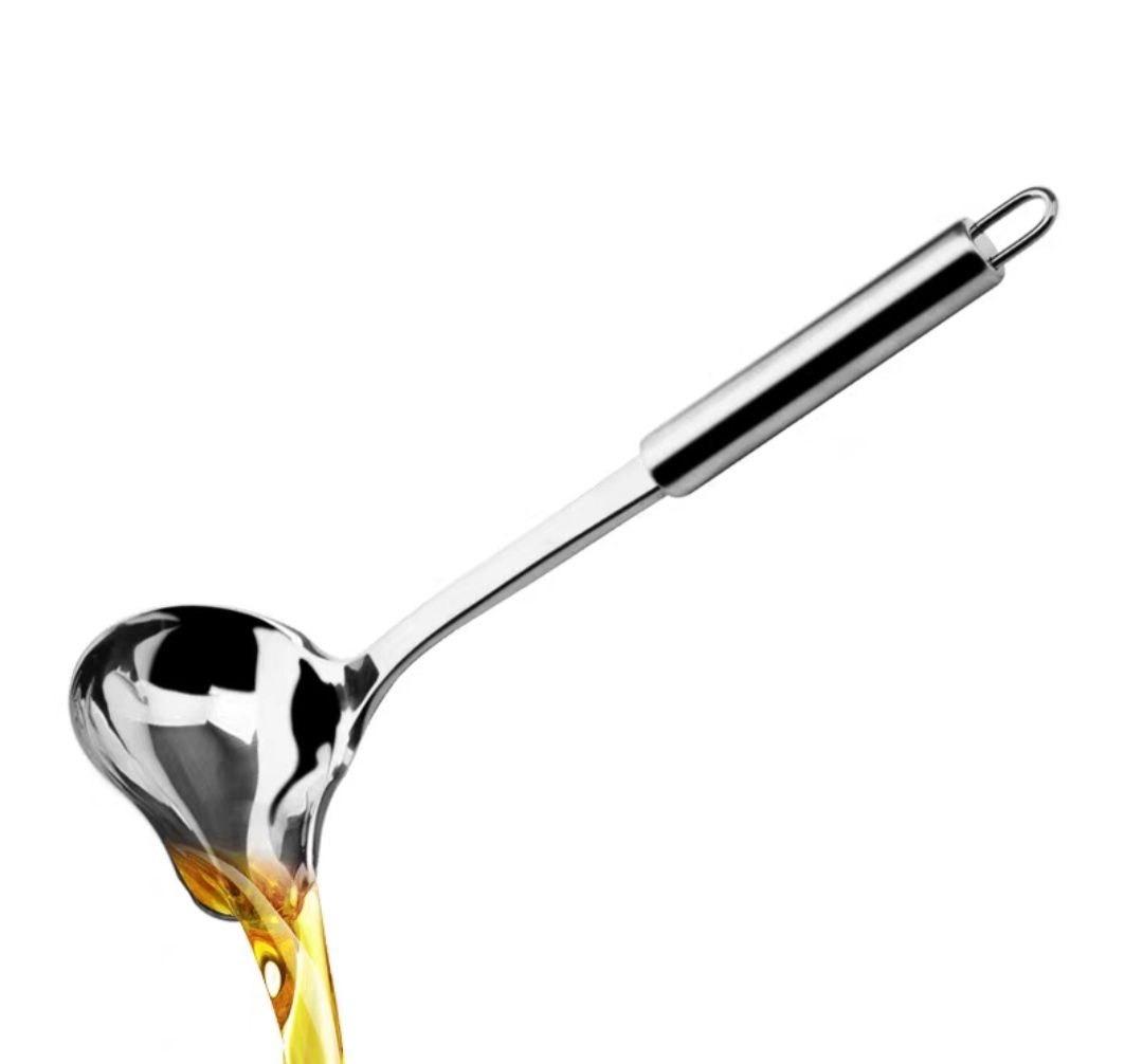 Muôi muỗng thìa to mỏ vịt múc nước lèo múc trân châu, cốt sữa dừa inox (muôi múc trân châu đường đen)