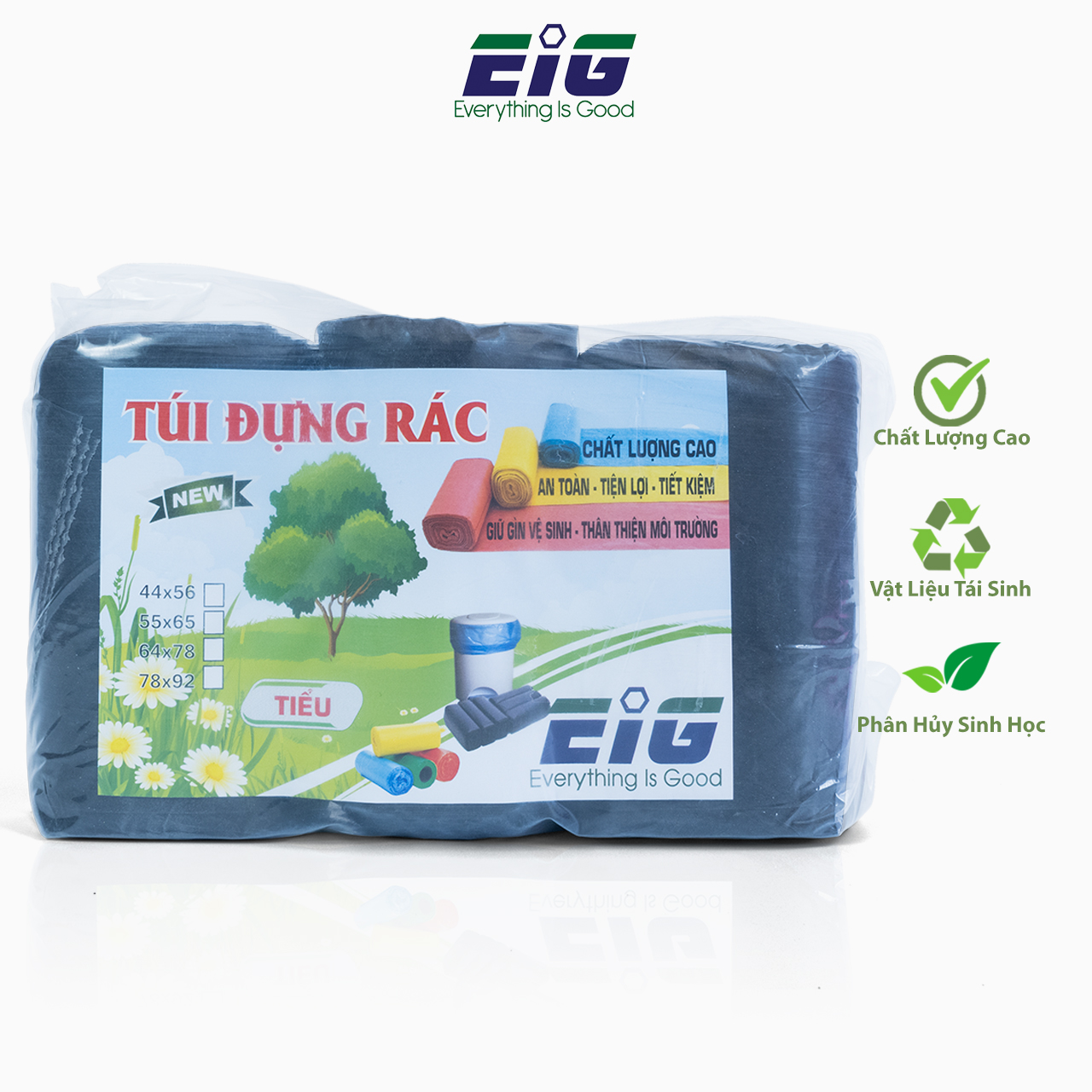 Túi Đựng Rác Phân Hủy Sinh Học EIG 1Kg Màu Đen