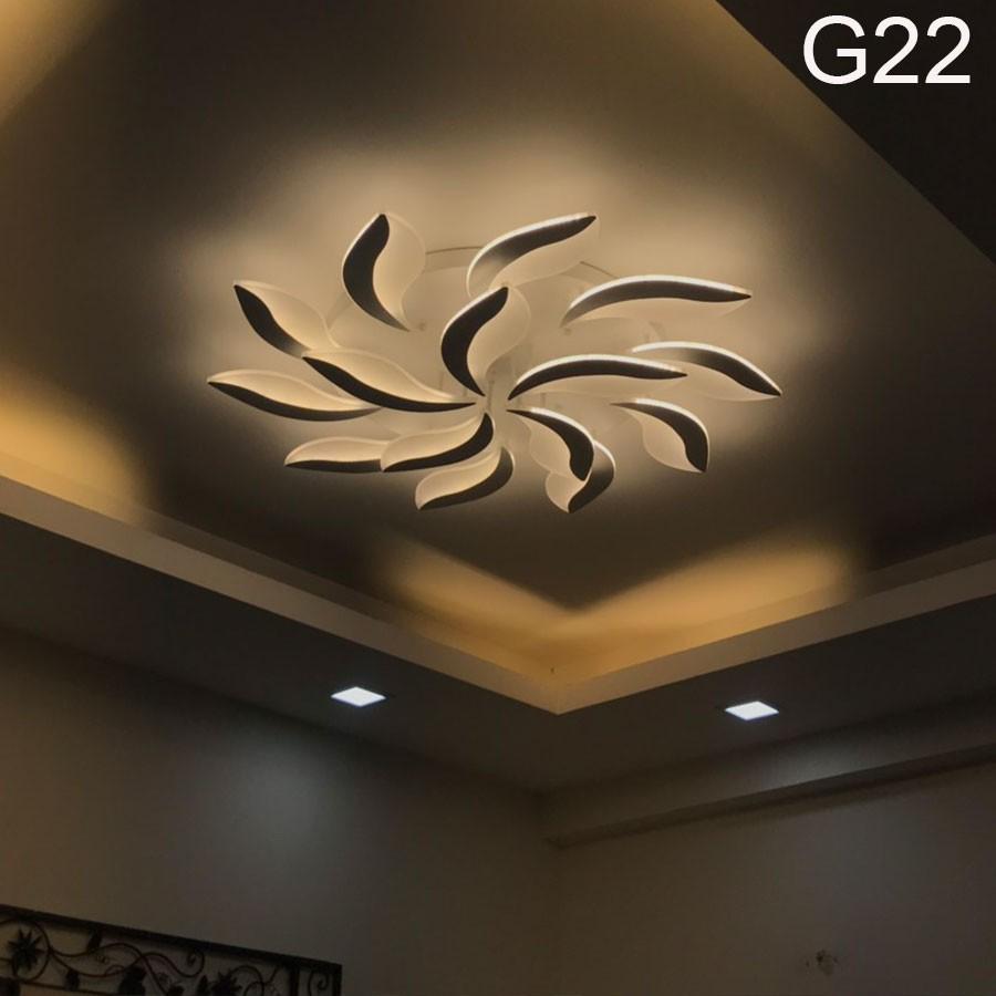 Đèn ốp trần tô điểm phòng tiếp đón khách buồng ngủ G22 15 cánh có 3 cơ chế sáng kèm chỉ huy tăng chỉnh năng lượng - Mã 2