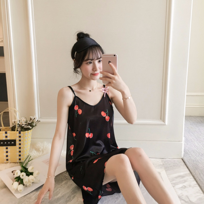 Váy Ngủ Lụa Satin 2 Dây Mềm Mịn Cao Cấp (40-70kg) - Tặng Kèm Bịt Mắt Đồng Bộ JD46