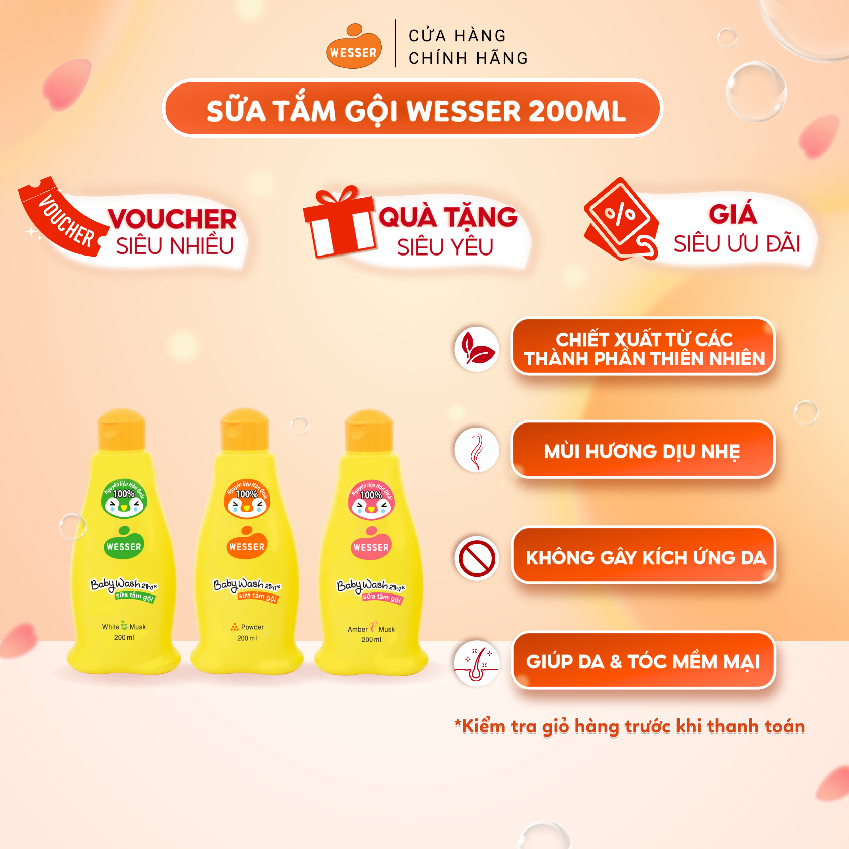 Sữa tắm gội Wesser 2 in 1 200ml