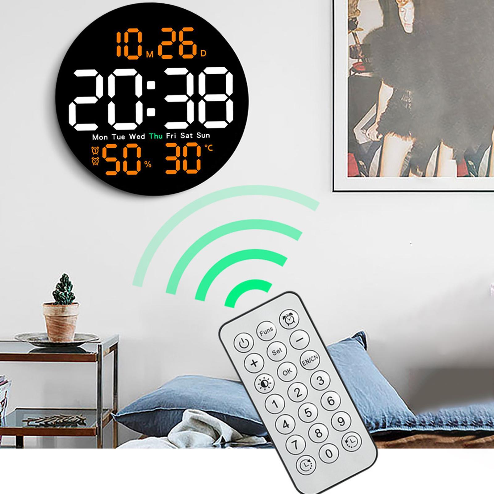 Digital Wall Clock Alarm Clock Hanging Adults Temperature/humidity Digital Clock Electronic Clock for Home Bedroom Study Room