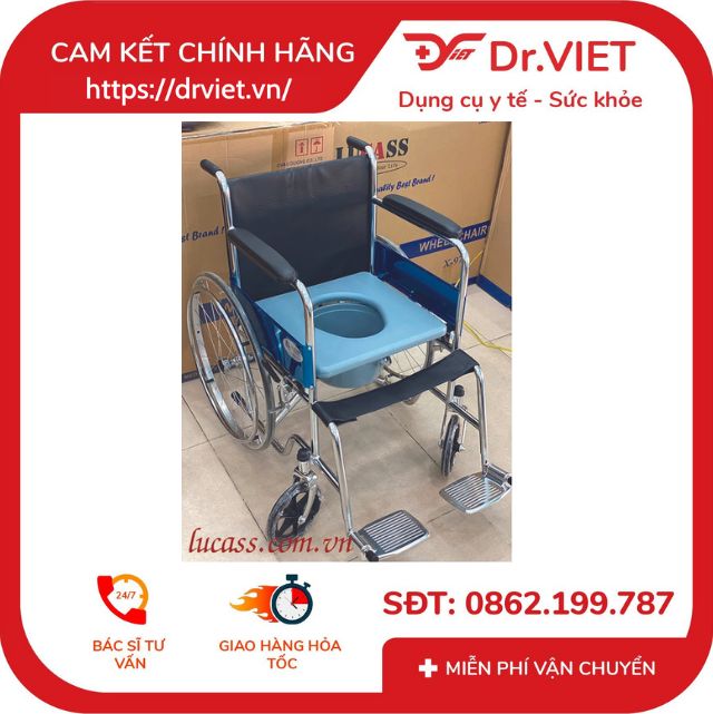 Xe lăn Lucass X-6 Chính hãng có bô tròn - Hỗ trợ đi lại cho người già, người đi lại khó khăn, có dây đai an toàn